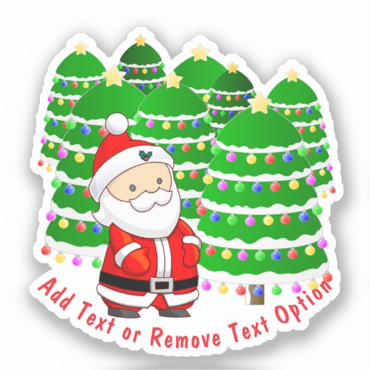Weihnachtsmann und Bäume Weihnachten Aufkleber (Vorderseite)