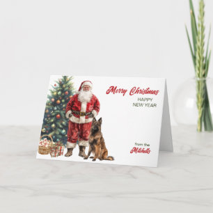 Weihnachtsmann und belgischer Tervuren-Hund Weihna Feiertagskarte