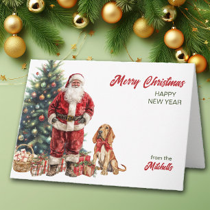 Weihnachtsmann und Bloodhound Weihnachtskarte Feiertagskarte