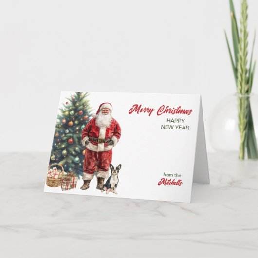 Weihnachtsmann und Boston Terrier Dog Weihnachten (Vorderseite)
