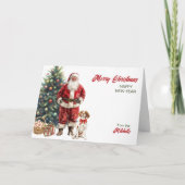 Weihnachtsmann und Bretagne Weihnachtskarte Feiertagskarte (Vorderseite)