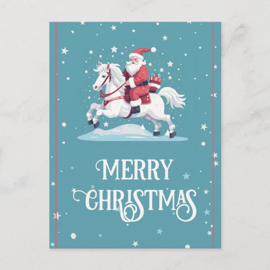 Weihnachtsmann und Cartoon Postkarte (Vorderseite)