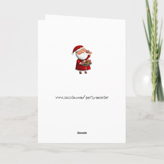 Weihnachtsmann und Cookies Feiertagskarte (Rückseite)