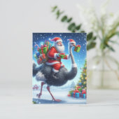 Weihnachtsmann und das Straußenfest Postkarte (Stehend Vorderseite)