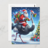 Weihnachtsmann und das Straußenfest Postkarte (Vorne/Hinten)