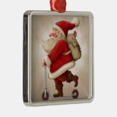Weihnachtsmann und der Stoßroller Ornament Aus Metall (Rechts)