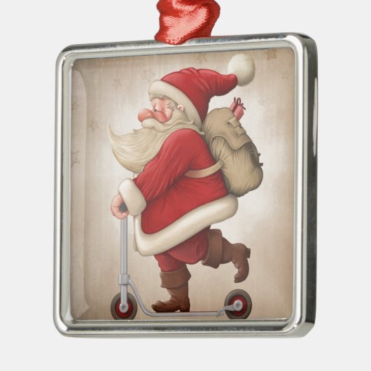 Weihnachtsmann und der Stoßroller Ornament Aus Metall (Links)