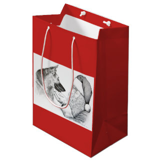 Weihnachtsmann und Deutsche Schäferweihnachtstasch Mittlere Geschenktüte