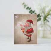 Weihnachtsmann und die Blasenseife Feiertagspostkarte (Stehend Vorderseite)