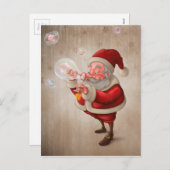 Weihnachtsmann und die Blasenseife Feiertagspostkarte (Vorne/Hinten)
