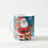 Weihnachtsmann und die Rentiere Kaffeetasse (Vorderseite Links)