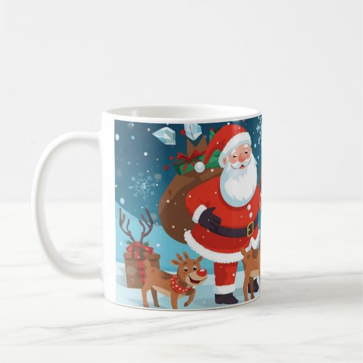 Weihnachtsmann und die Rentiere Kaffeetasse (Links)