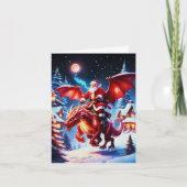 Weihnachtsmann und Drache am Heiligen Abend Karte (Vorderseite)