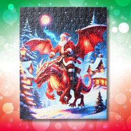 Weihnachtsmann und Drache am Heiligen Abend Puzzle