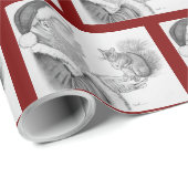 Weihnachtsmann und Eichhörnchen Geschenkpapier (Rolleneckpunkt)