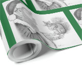 Weihnachtsmann und Eichhörnchen Geschenkpapier (Rolleneckpunkt)