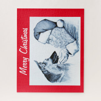 Weihnachtsmann und ein deutscher Hirte Puzzle