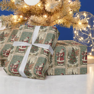 Weihnachtsmann und ein Weihnachtsbaum Geschenkpapier