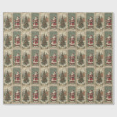 Weihnachtsmann und ein Weihnachtsbaum Geschenkpapier (Flach)