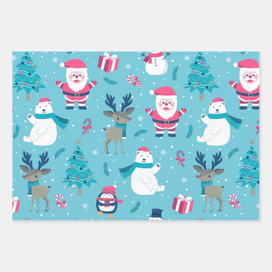 Weihnachtsmann und Eisbär Geschenkpapier Set (Vorderseite 2)