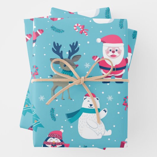 Weihnachtsmann und Eisbär Geschenkpapier Set (Beispiel)