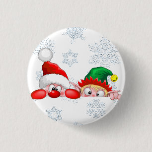 Weihnachtsmann und Elf Süßer und lustiger Weihnach Button