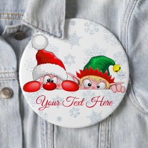 Weihnachtsmann und Elf Süßer und lustiger Weihnach Button