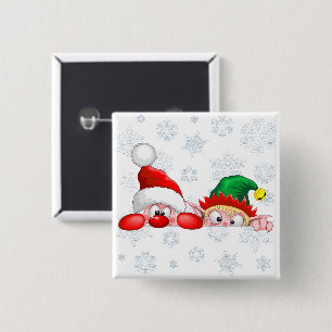 Weihnachtsmann und Elf Süßer und lustiger Weihnach Button