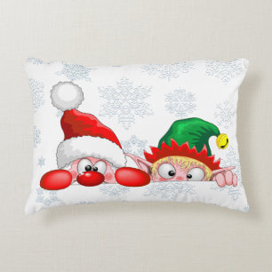 Weihnachtsmann und Elf Süßer und lustiger Weihnach Dekokissen