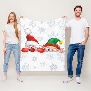 Weihnachtsmann und Elf Süßer und lustiger Weihnach Fleecedecke