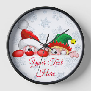 Weihnachtsmann und Elf Süßer und lustiger Weihnach Uhr