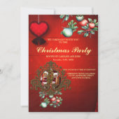 Weihnachtsmann und Elfen nach der Arbeit. Einladung (Vorderseite)