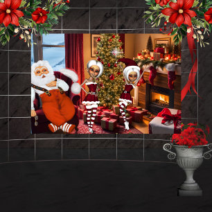 Weihnachtsmann und Elfen nach der Arbeit Poster