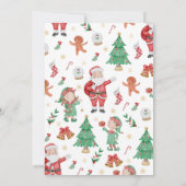 Weihnachtsmann und Elfen zum Geburtstag Einladung (Rückseite)