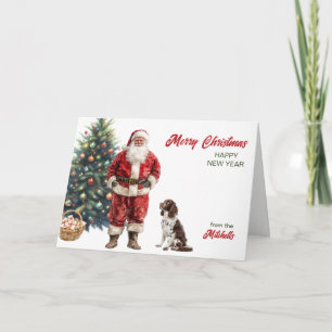 Weihnachtsmann und English Springer Spaniel Weihna Feiertagskarte