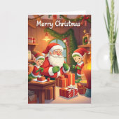 Weihnachtsmann und Feuerplatz Gemütliche Weihnacht Karte (Vorderseite)