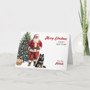 Weihnachtsmann und finnischer Laphund-Hund Weihnac Feiertagskarte