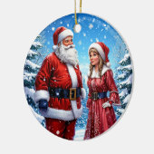 Weihnachtsmann und Frau Claus Keramik Ornament (Links)