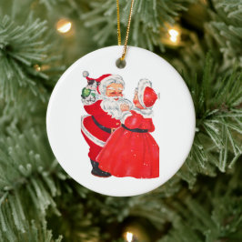 Weihnachtsmann und Frau Claus Keramik Ornament