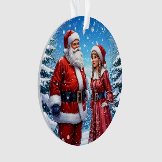 Weihnachtsmann und Frau Claus Ornament (Vorderseite)