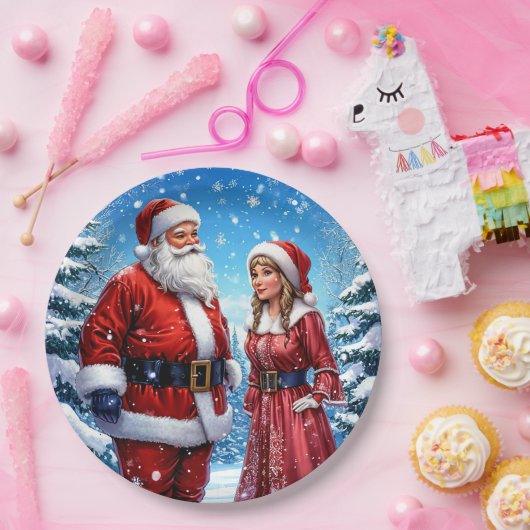 Weihnachtsmann und Frau Claus Pappteller (Party)