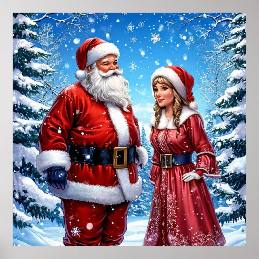 Weihnachtsmann und Frau Claus Poster (Vorne)