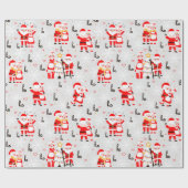 Weihnachtsmann und Frau Claus Weihnachtsfeier Geschenkpapier (Flach)