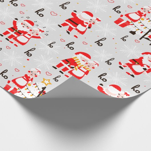 Weihnachtsmann und Frau Claus Weihnachtsfeier Geschenkpapier (Ecke)