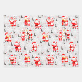 Weihnachtsmann und Frau Claus Weihnachtsfeier Geschenkpapier Set (Vorderseite 3)