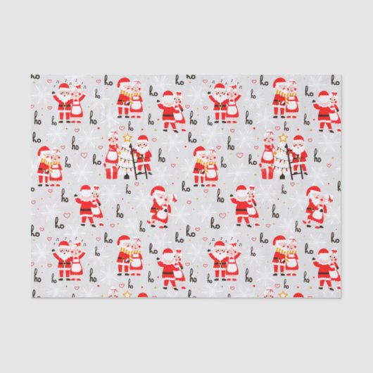 Weihnachtsmann und Frau Claus Weihnachtsfeier Seidenpapier (Vorderseite)