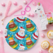 Weihnachtsmann und Freund mit Schneeflocke Pappteller (Party)