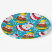 Weihnachtsmann und Freund mit Schneeflocke Pappteller (Schrägansicht)