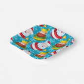 Weihnachtsmann und Freund mit Schneeflocke Pappteller (Gewinkelt)