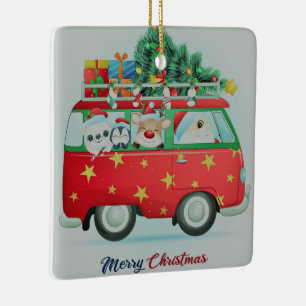 Weihnachtsmann und Freunde Keramikornament